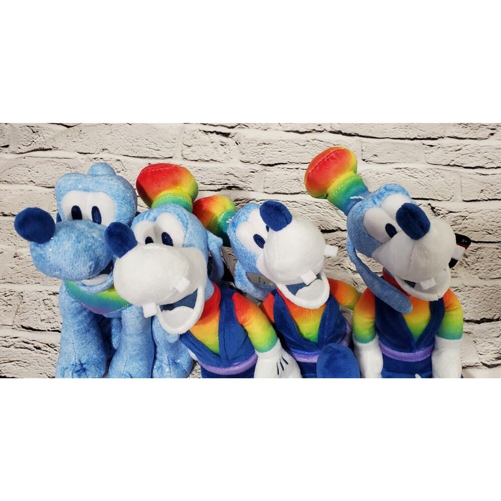 SET OF 4 Disney Pride Rainbow Collection Plush 3 Goofy 1 Pluto 10 Inch